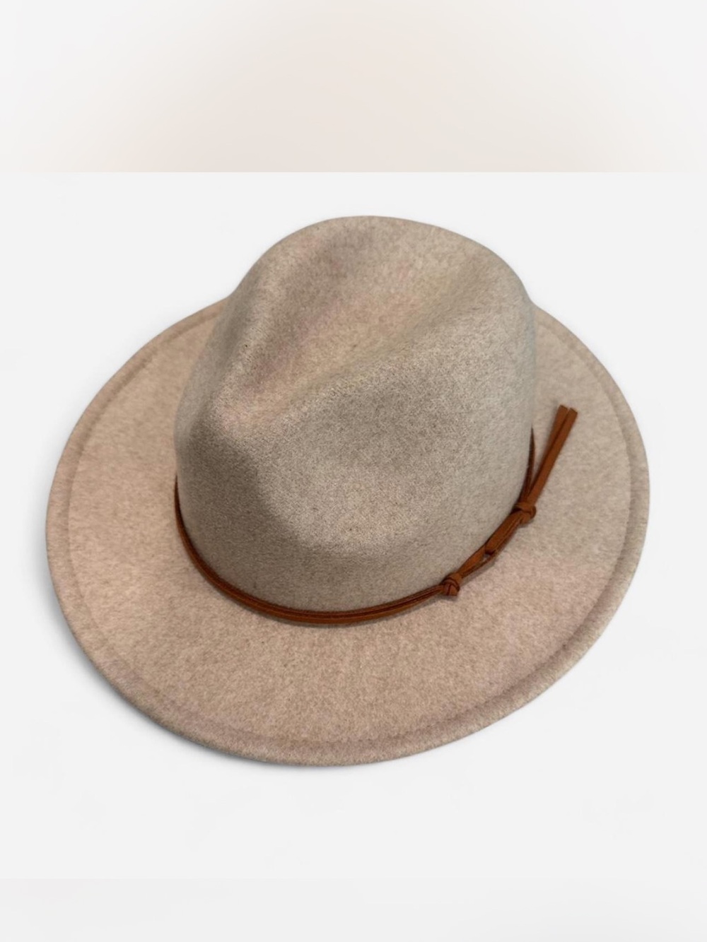 Forever 21 Tan Felt Fedora with Brown Leather Band